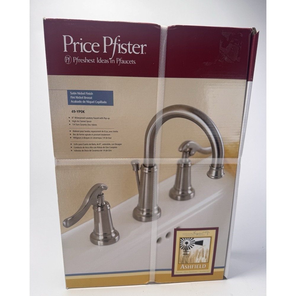 Price Pfister Ashfield 43-YPOK Satin Nickel Lavatory‎ Sink Faucet Widespread NEW